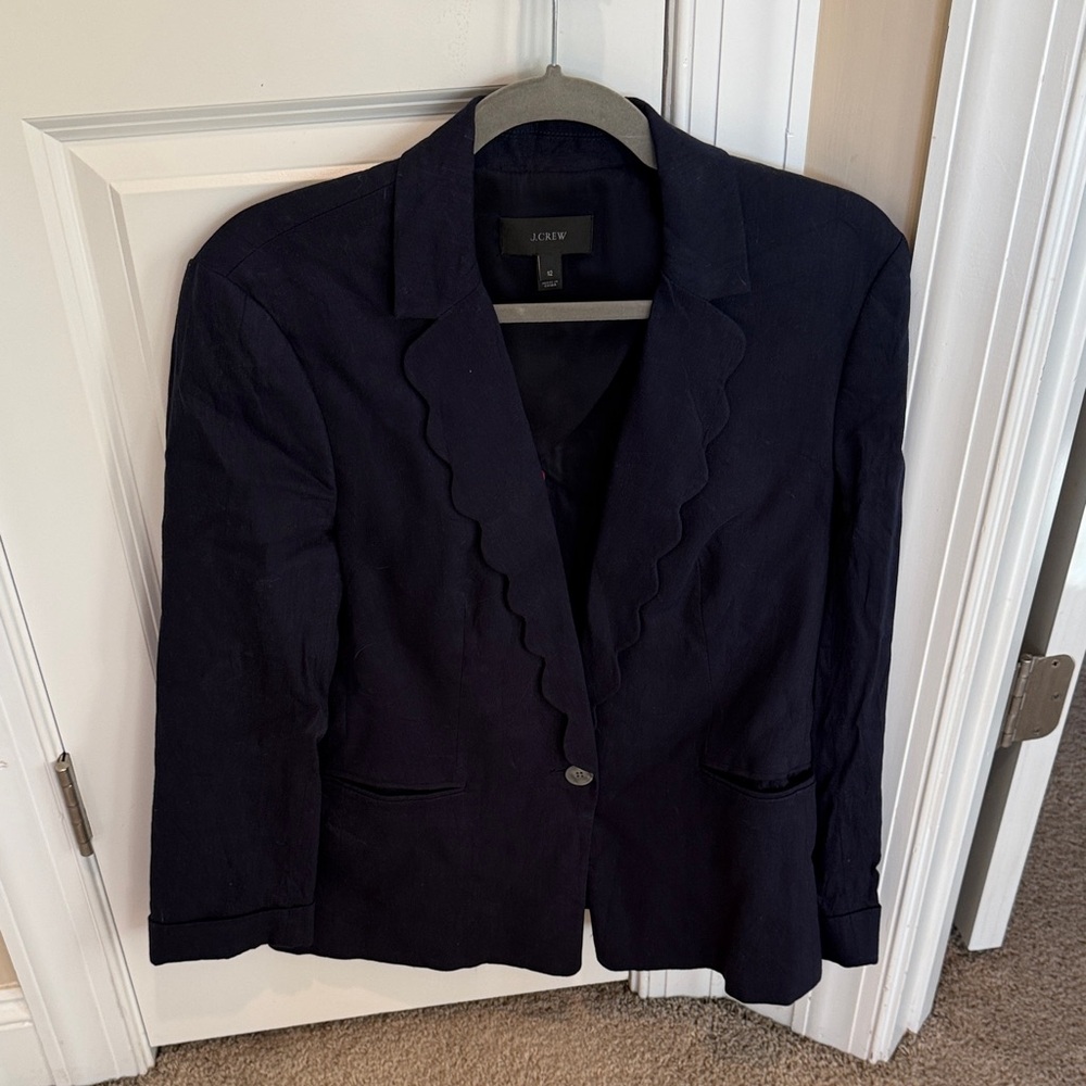J. Crew Women's Dark Blue Scalloped Blazer